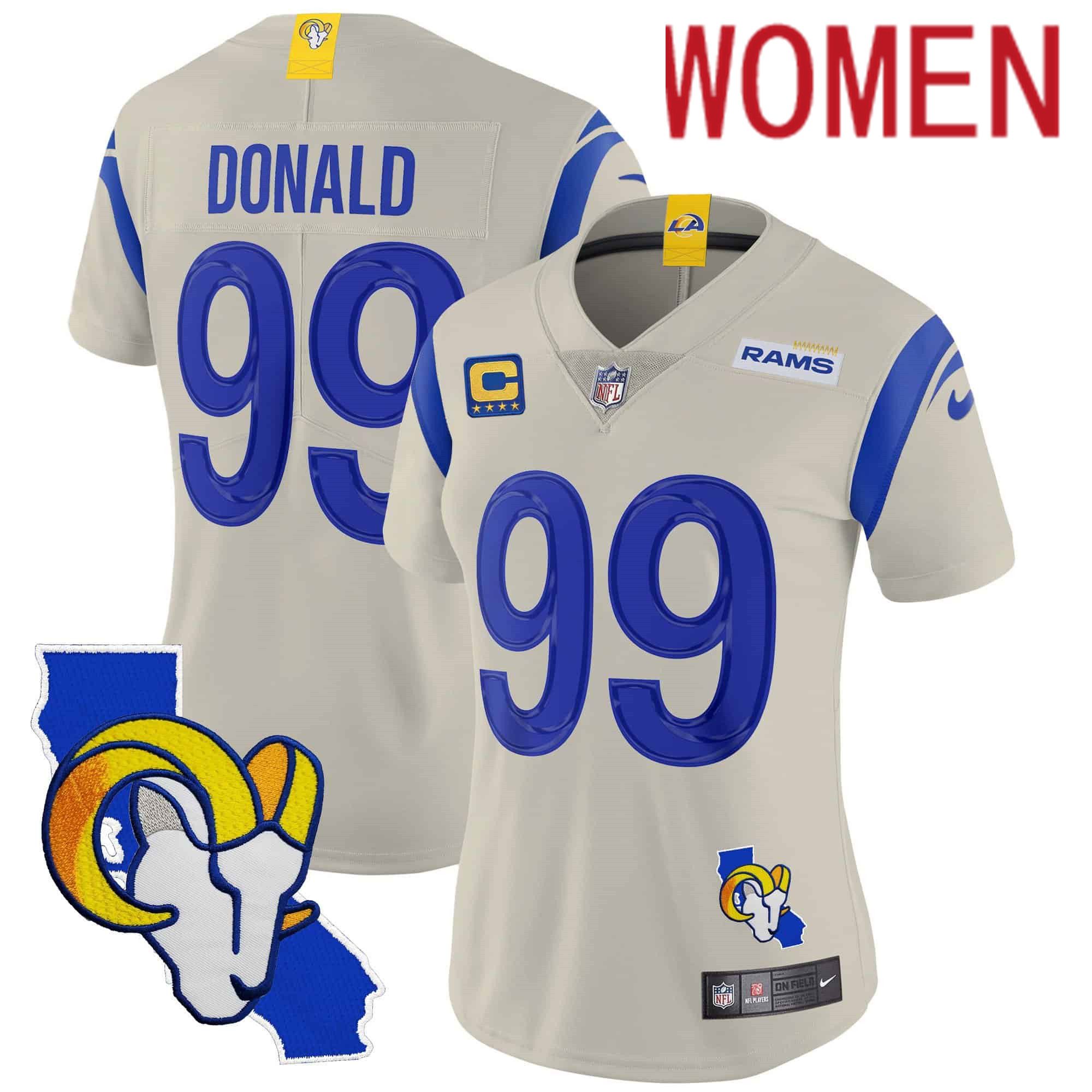 Women Los Angeles Rams #99 Donald Cream 2024 Nike California Patch Vapor Limited NFL Jersey